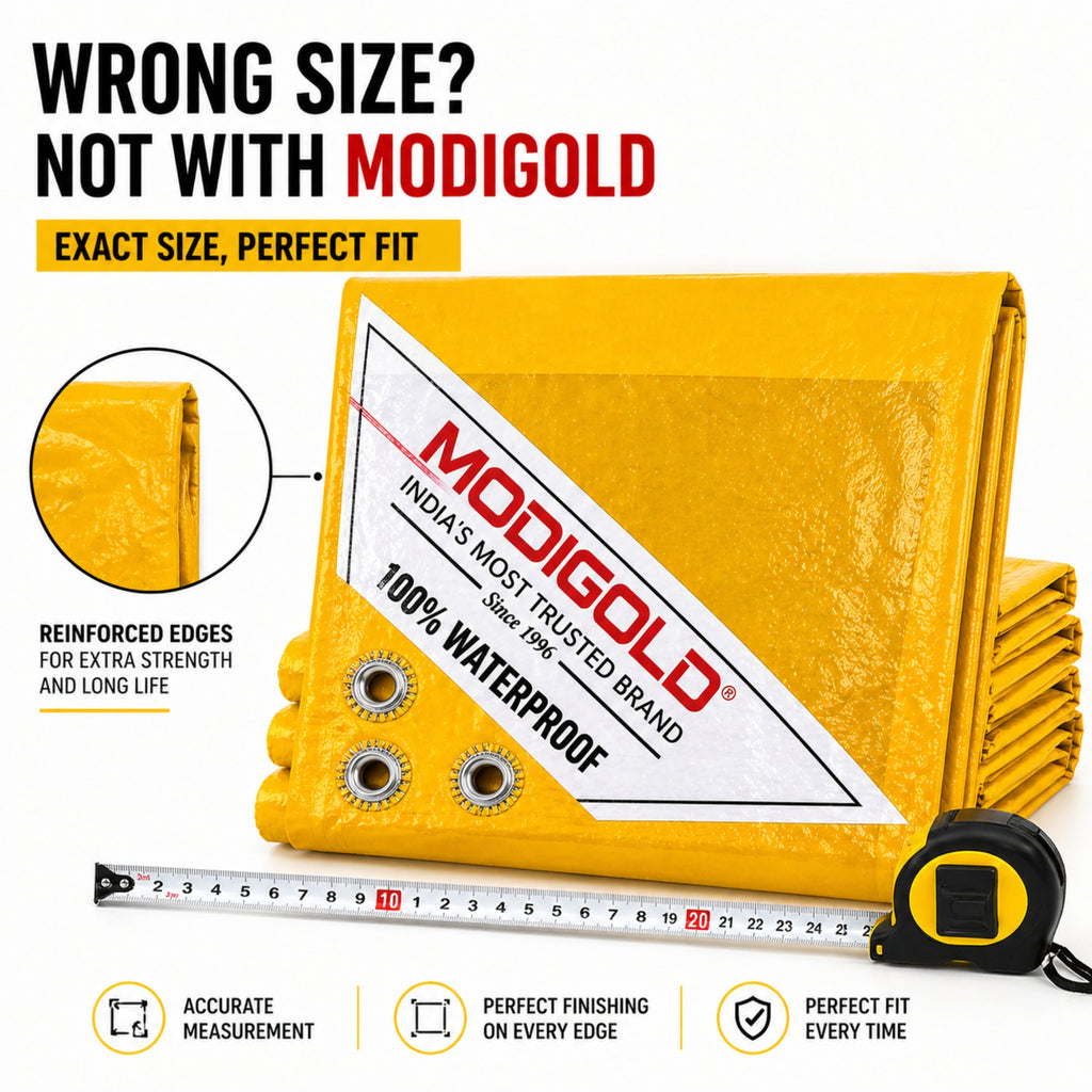 12FT x 06FT Yellow Tarpaulin Sheet Waterproof with 170 GSM, Virgin Material, UV Resistant,Aluminum Eyelets - Laminated, Heavy Duty Tadpatri, Tarpaulin Plastic Sheet for Covering