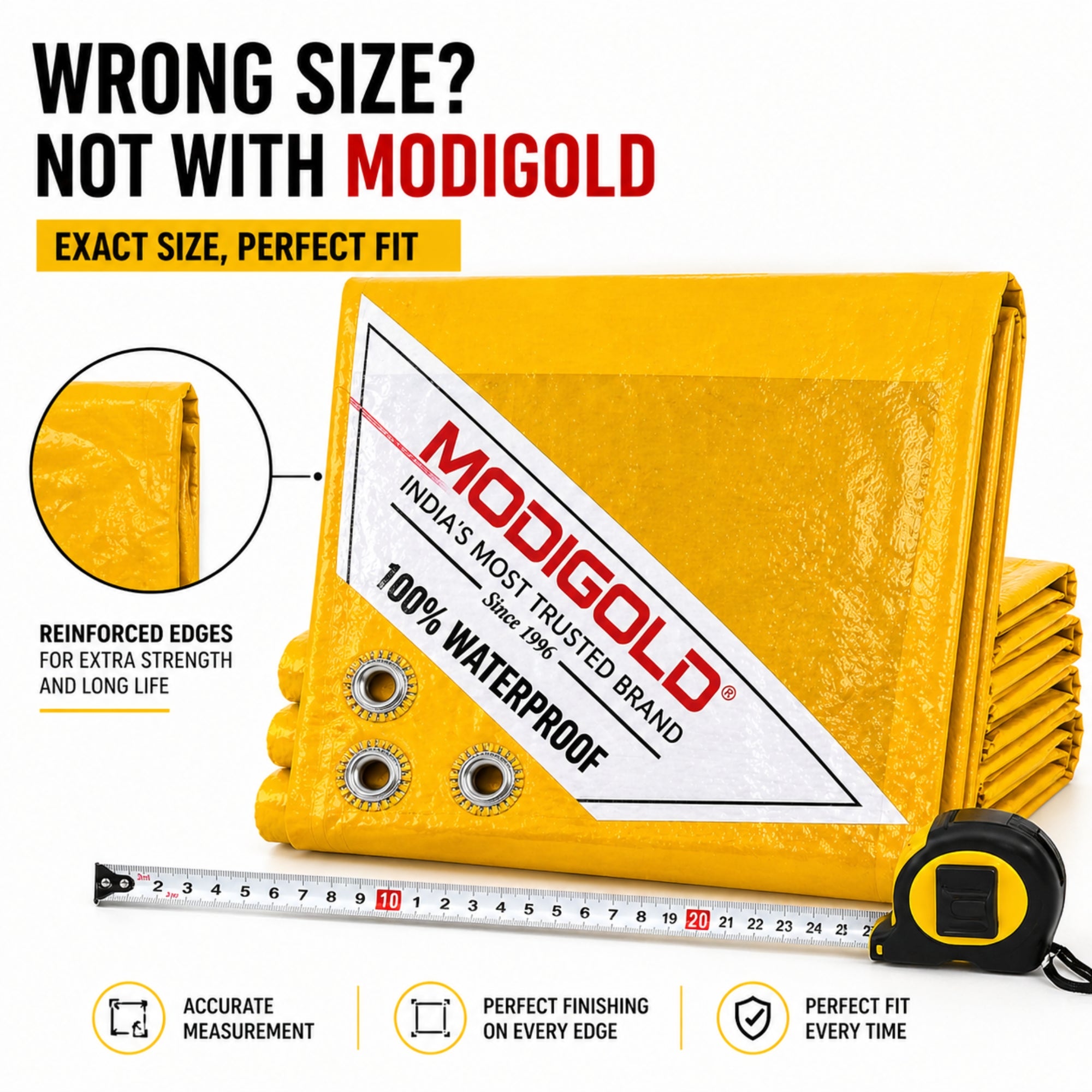 12FT x 06FT Yellow Tarpaulin Sheet Waterproof with 170 GSM, Virgin Material, UV Resistant,Aluminum Eyelets - Laminated, Heavy Duty Tadpatri, Tarpaulin Plastic Sheet for Covering