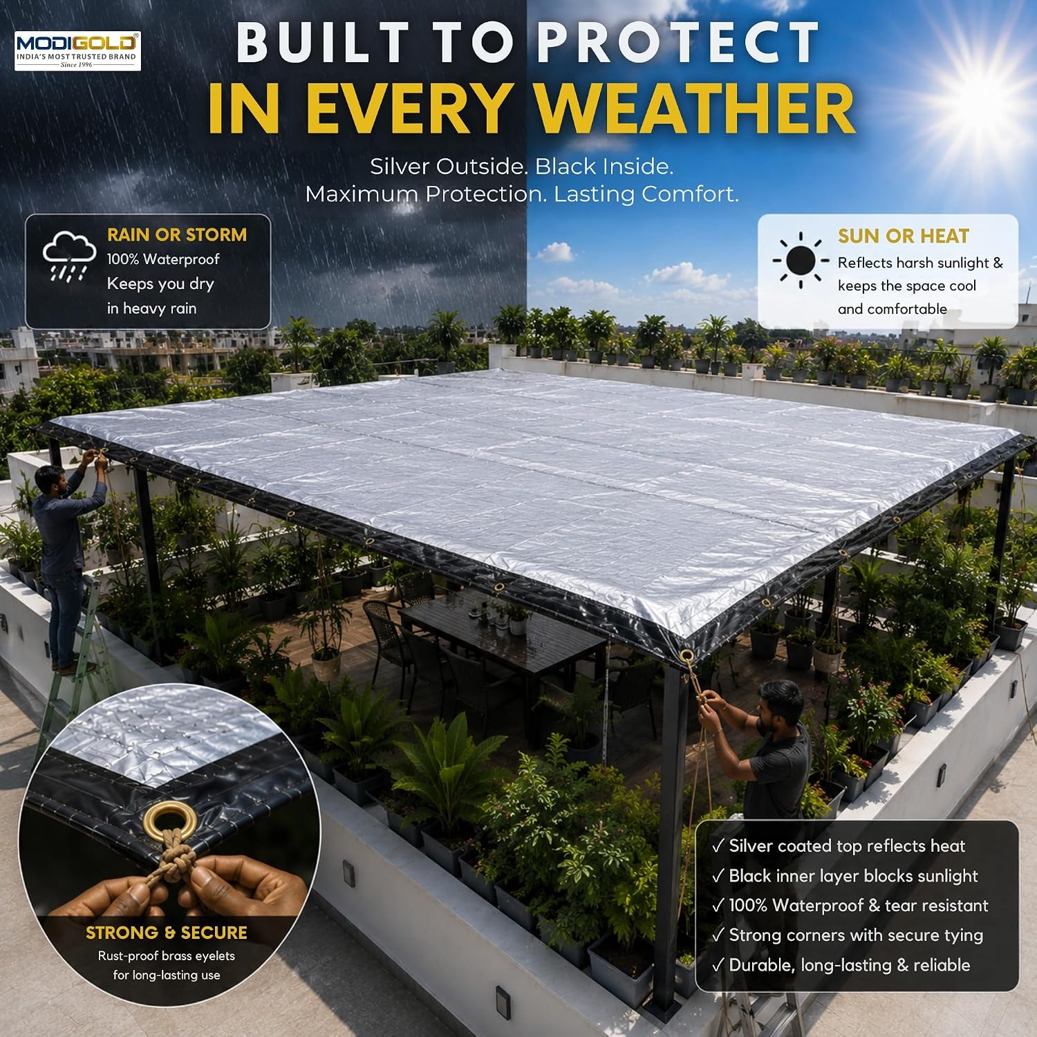 MODIGOLD 170 GSM EVA Composite Tarpaulin 24FT x 18FT Heavy Duty Cover